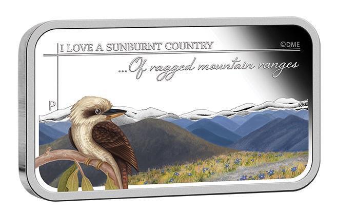 SUNBURNT COUNTRY- OF RAGGED MOUNTAIN RANGES 2015 1OZ SILVER PROOF RECTANGLE COIN - Kings Comics