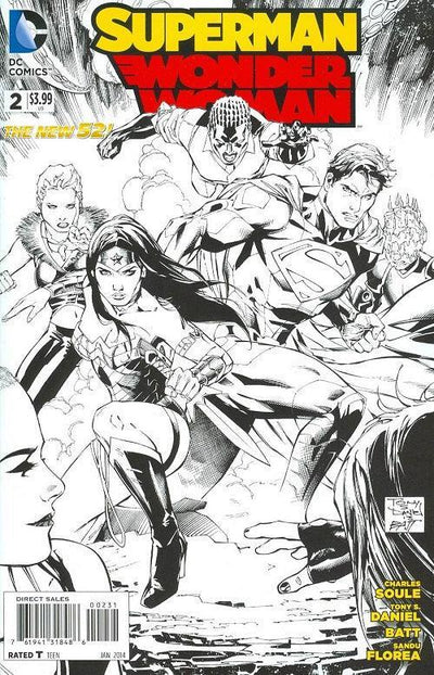 SUPERMAN WONDER WOMAN (2013) #2 BLACK AND WHITE VAR ED
