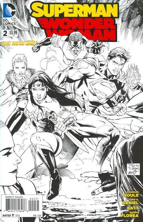 SUPERMAN WONDER WOMAN (2013) #2 BLACK AND WHITE VAR ED